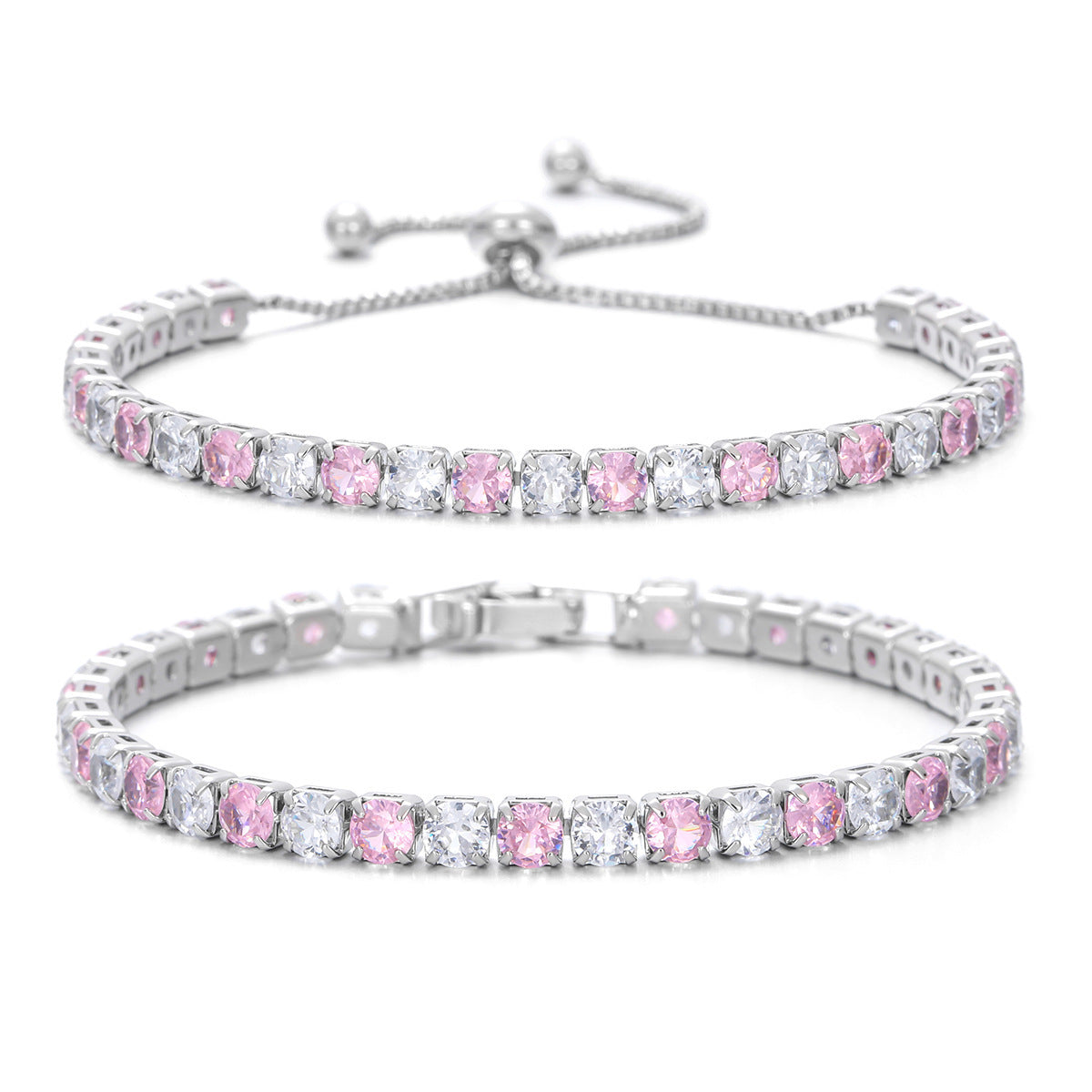 Colorful Zircon Tennis Bracelet Set – White Gold Finish