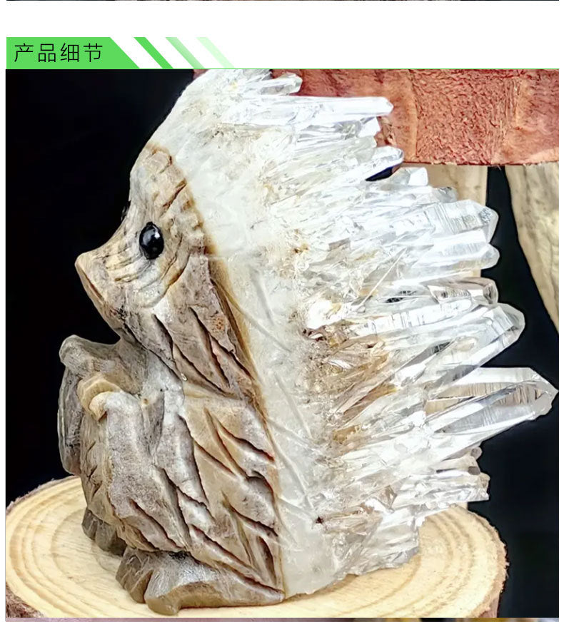 Hot Selling Natural Crystal Hand-Carved Crystal Cluster Hedgehog Crystal Pet Home Creative Decoration Ornaments