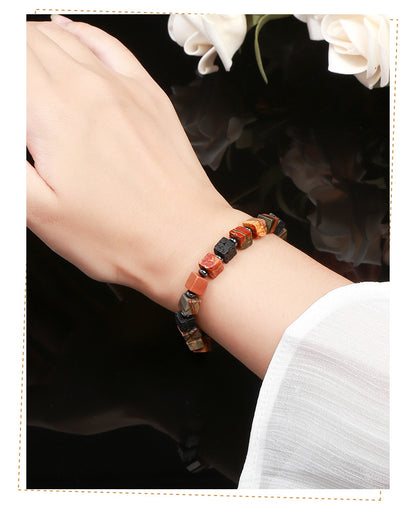 Red Turquoise & Volcanic Stone Square Bracelet