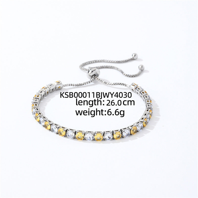Colorful Zircon Tennis Bracelet Set – White Gold Finish