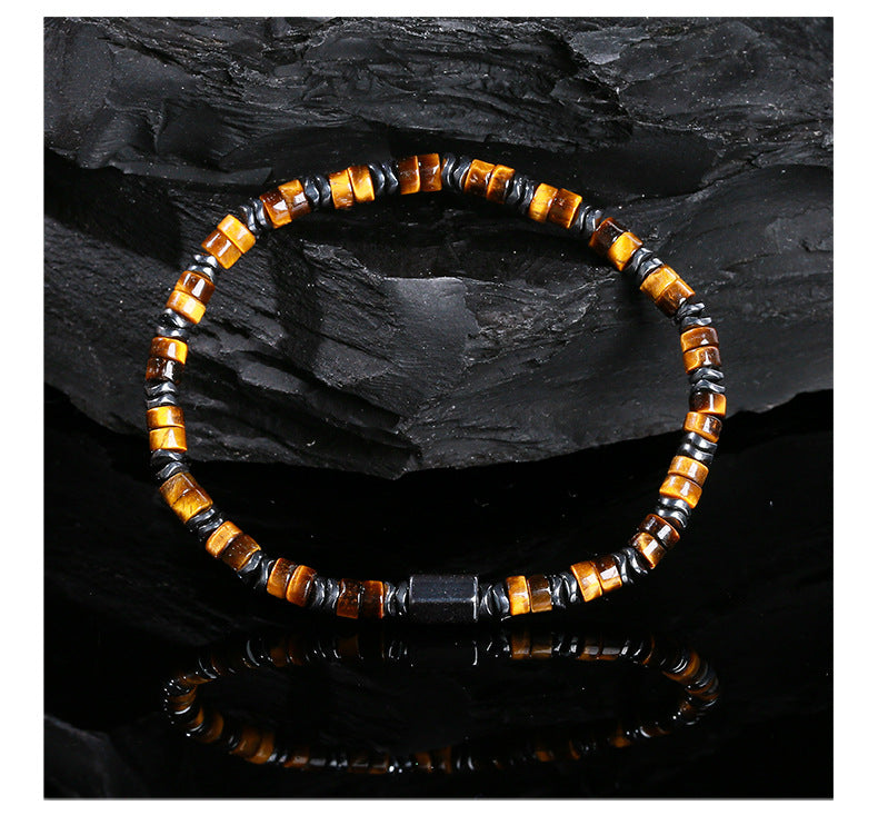 Black Stone & Yellow Tiger Eye Bracelet – Unisex