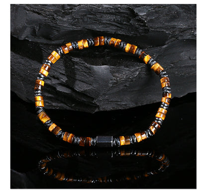 Black Stone & Yellow Tiger Eye Bracelet – Unisex