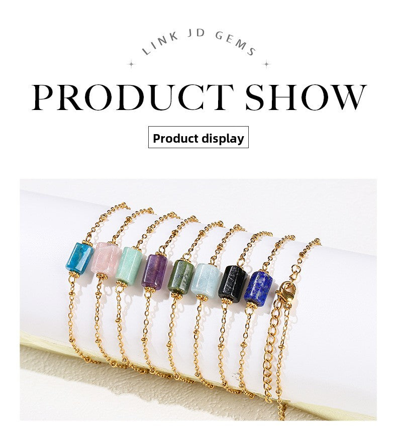 Faceted Jade Crystal Bracelet – Stainless Steel