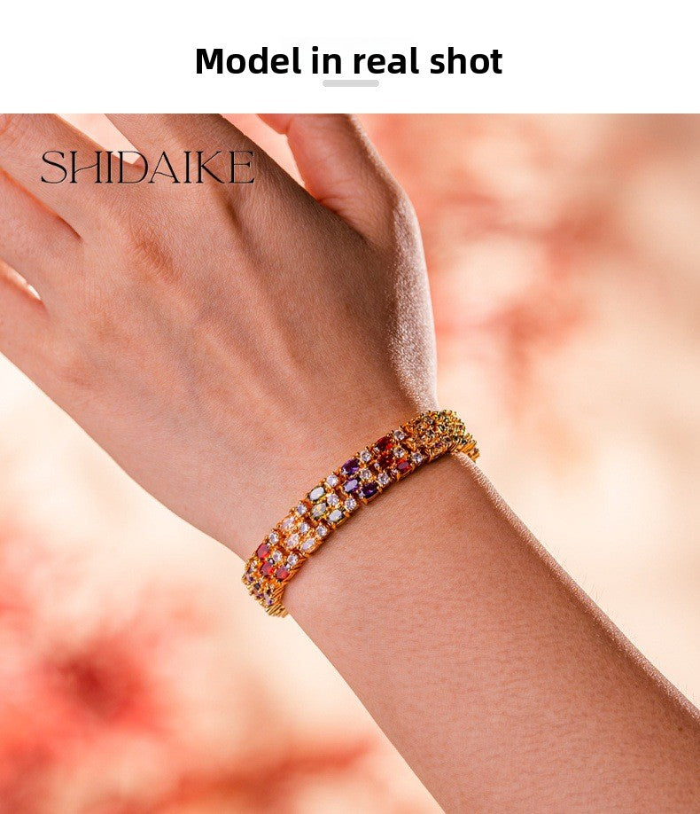 Colorful Zircon Inlaid Bracelet – Luxury Look
