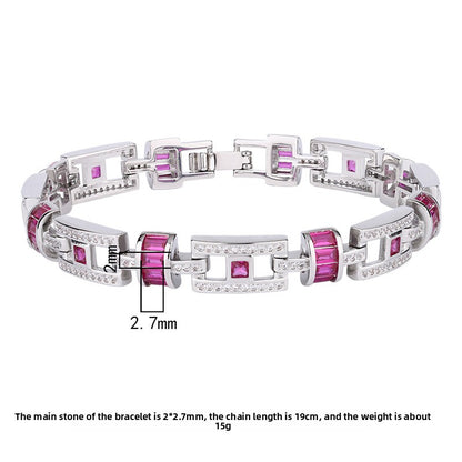 Square Ruby Cloisonné Bracelet – Luxury Style