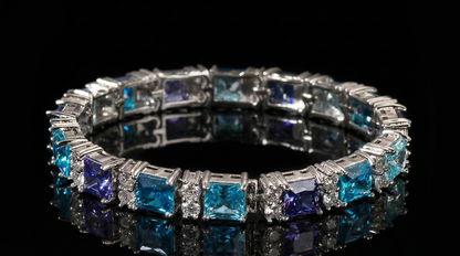 Blue Purple Gemstone Bracelet – Hip-Hop Style