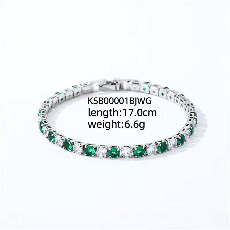 Colorful Zircon Tennis Bracelet Set – White Gold Finish