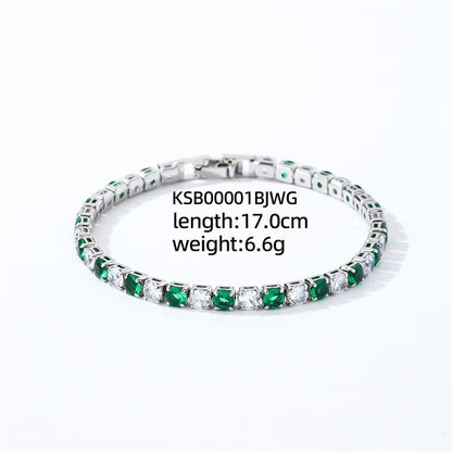 Colorful Zircon Tennis Bracelet Set – White Gold Finish