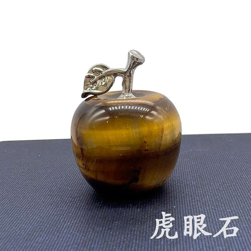 Hot Selling Natural Crystal Agate Jade12Colorful Apple Small Ornaments Peaceful Christmas Gifts
