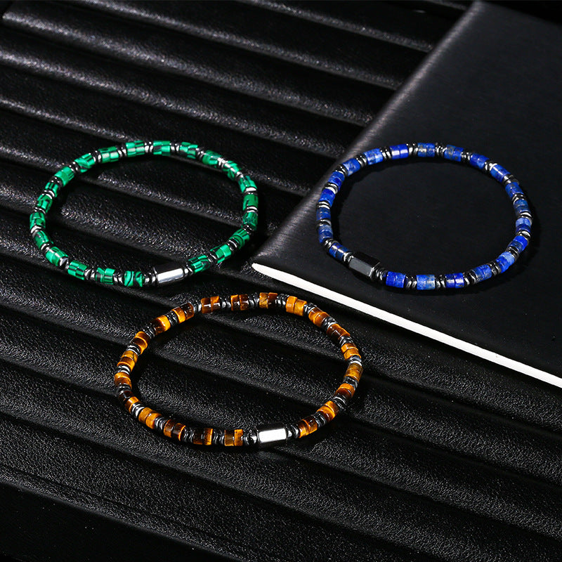 Black Stone & Yellow Tiger Eye Bracelet – Unisex