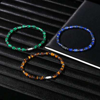 Black Stone & Yellow Tiger Eye Bracelet – Unisex