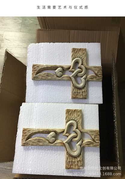 Hot Selling Creative Heart Cross Ornament for Home Study Room Living Room Dining Room Desktop Double Heart Decorative Ornament