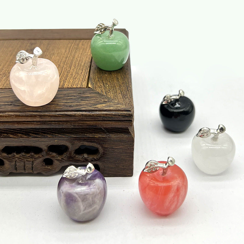 Hot Selling Natural Crystal Agate Jade12Colorful Apple Small Ornaments Peaceful Christmas Gifts