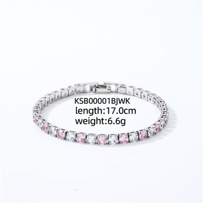 Colorful Zircon Tennis Bracelet Set – White Gold Finish
