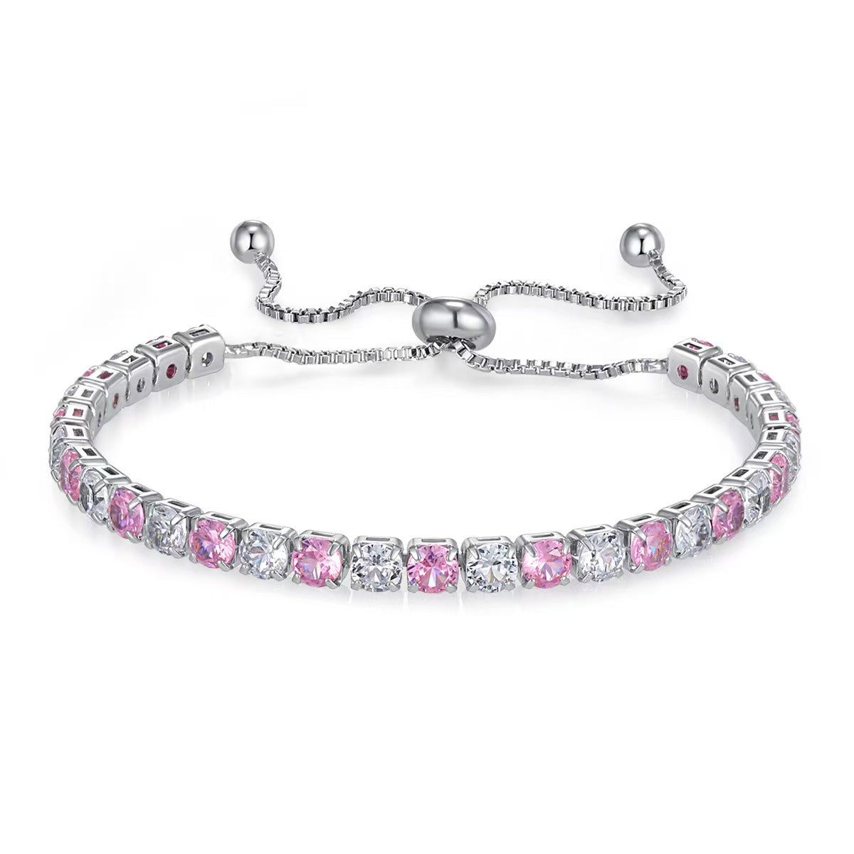 Colorful Zircon Tennis Bracelet Set – White Gold Finish