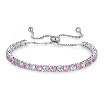 Colorful Zircon Tennis Bracelet Set – White Gold Finish
