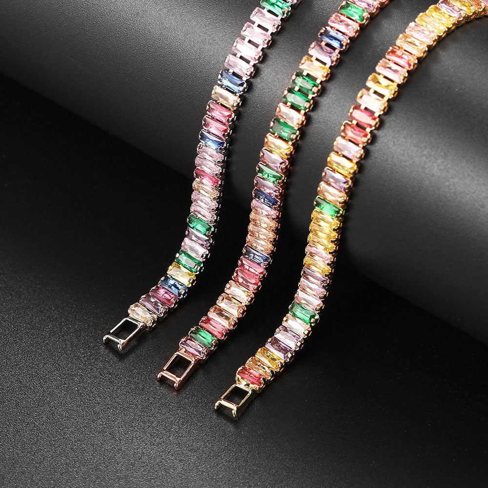Single Row Colorful Zircon Tennis Bracelet