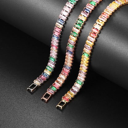 Single Row Colorful Zircon Tennis Bracelet