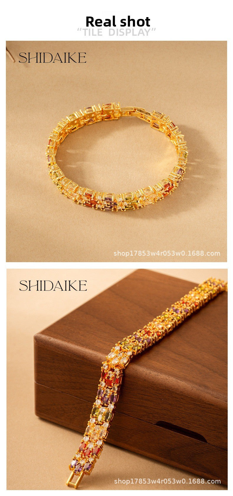 Colorful Zircon Inlaid Bracelet – Luxury Look