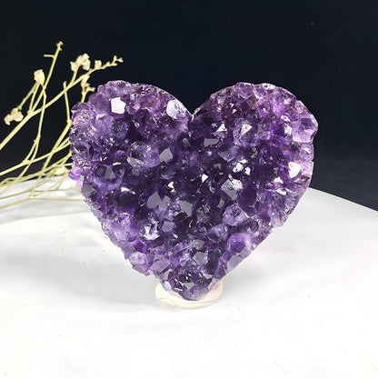 ✅Natural Uruguay Amethyst Cluster Amethyst Cave Heart-Shaped Raw Stone Mineral Specimen for Ornamental Use