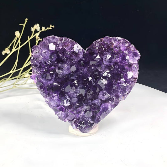 ✅Natural Uruguay Amethyst Cluster Amethyst Cave Heart-Shaped Raw Stone Mineral Specimen for Ornamental Use