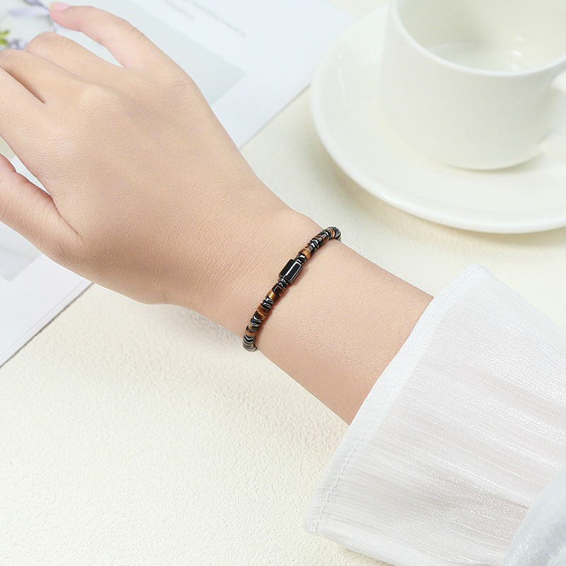 Black Stone & Yellow Tiger Eye Bracelet – Unisex