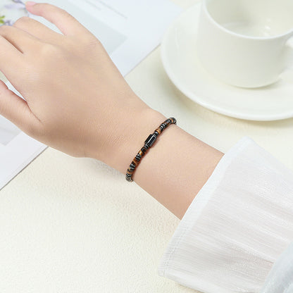 Black Stone & Yellow Tiger Eye Bracelet – Unisex