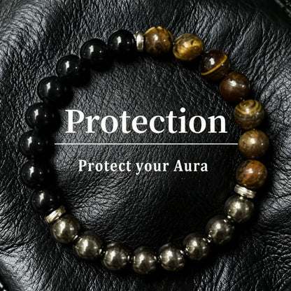 Natural Stone Beaded Bracelet – Tiger Eye & Amethyst