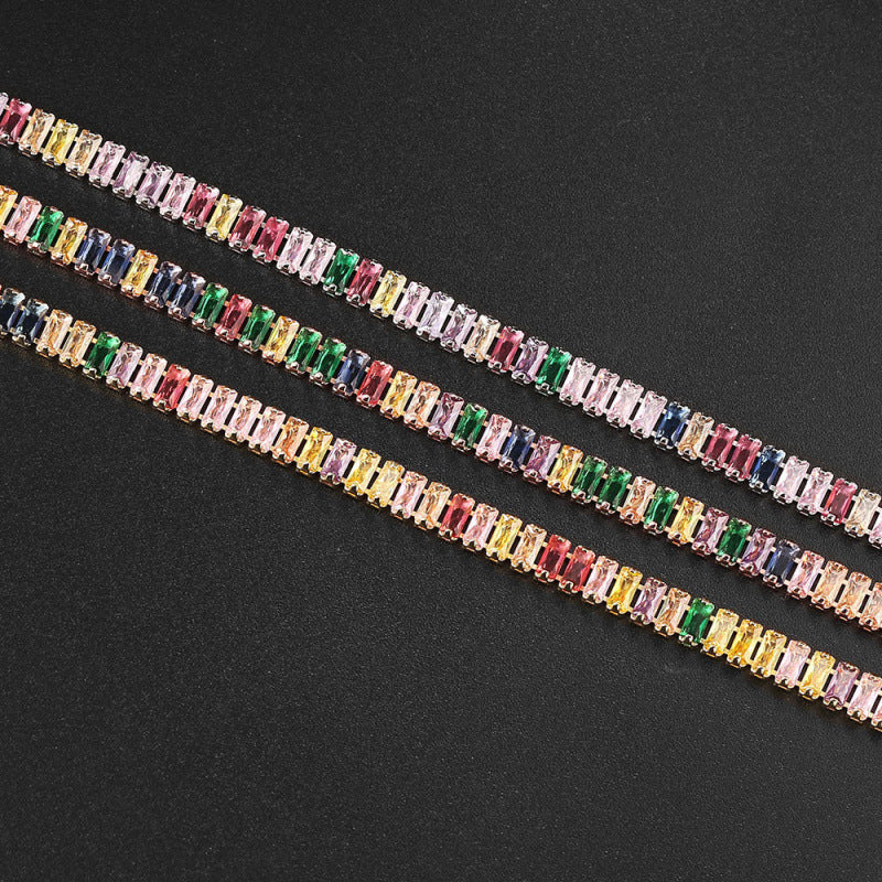 Single Row Colorful Zircon Tennis Bracelet