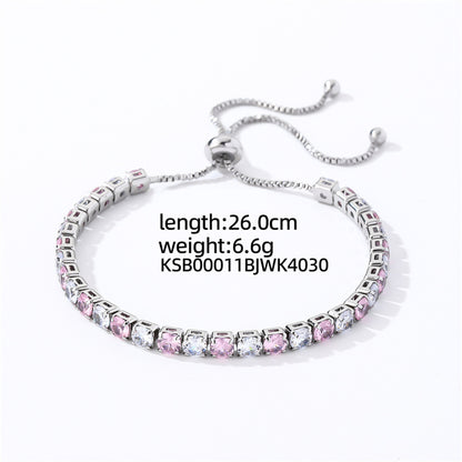 Colorful Zircon Tennis Bracelet Set – White Gold Finish