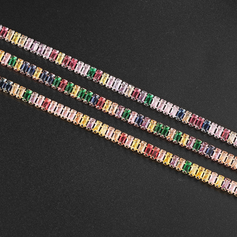 Single Row Colorful Zircon Tennis Bracelet