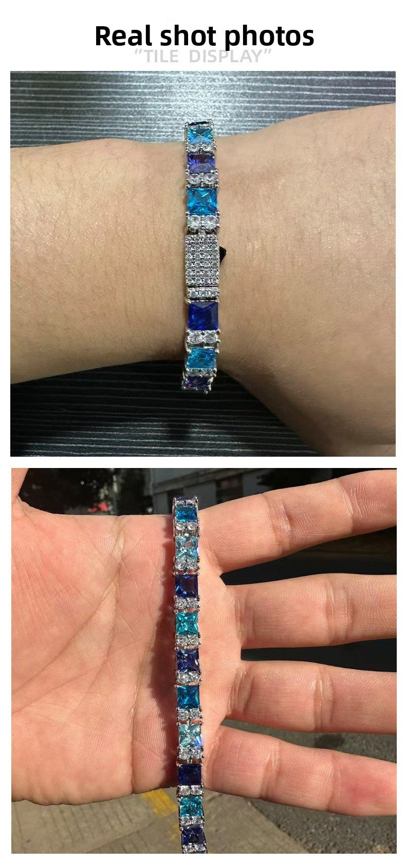 Blue Purple Gemstone Bracelet – Hip-Hop Style