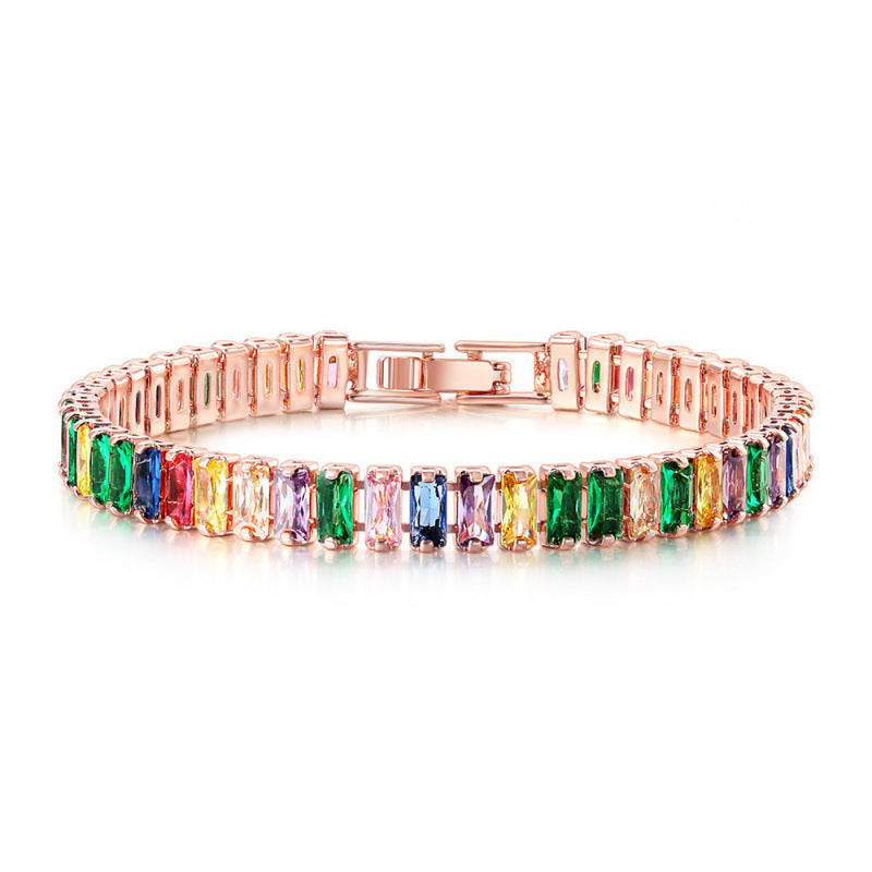 Single Row Colorful Zircon Tennis Bracelet