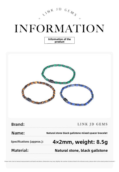 Black Stone & Yellow Tiger Eye Bracelet – Unisex