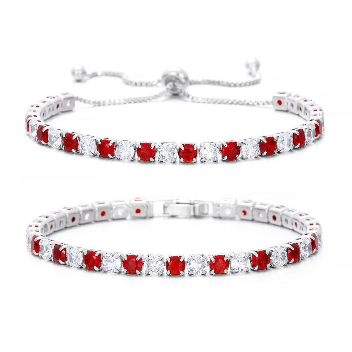 Colorful Zircon Tennis Bracelet Set – White Gold Finish