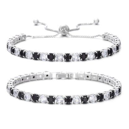 Colorful Zircon Tennis Bracelet Set – White Gold Finish