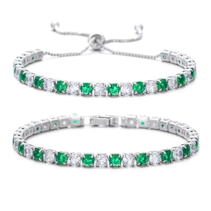 Colorful Zircon Tennis Bracelet Set – White Gold Finish