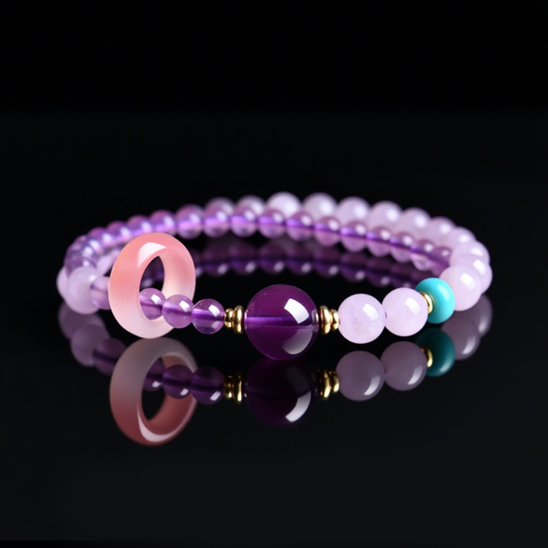 Natural Strawberry Quartz Double Circle Bracelet – Elegant Women’s Jewelry