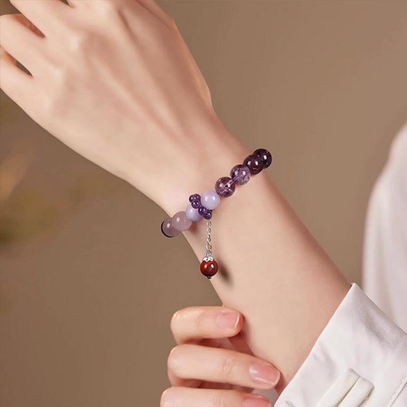 Handcrafted Amethyst & Crystal Bracelet – Good Fortune & Protection for Men & Women