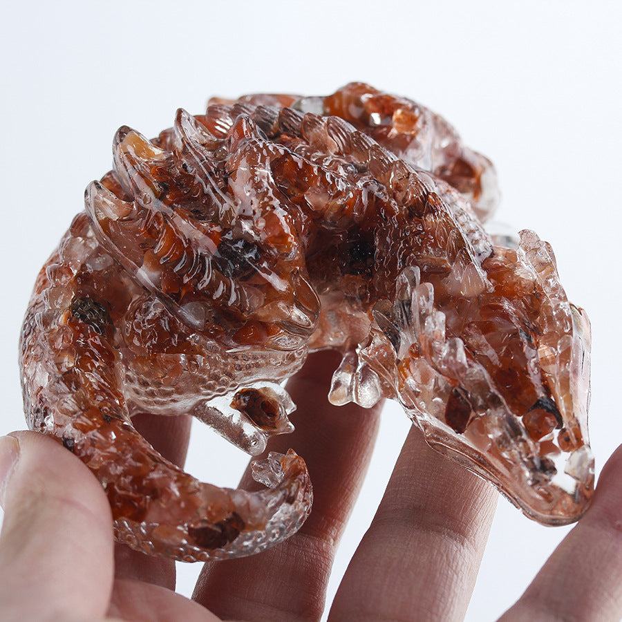 Donghai County Natural Crystal White Crystal Sleeping Dragon Lying Dragon Amethyst Glass-like Office Resin Crystal Ornament