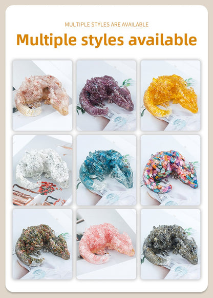 Donghai County Natural Crystal White Crystal Sleeping Dragon Lying Dragon Amethyst Glass-like Office Resin Crystal Ornament