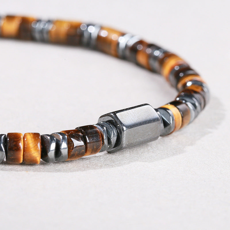 Black Stone & Yellow Tiger Eye Bracelet – Unisex