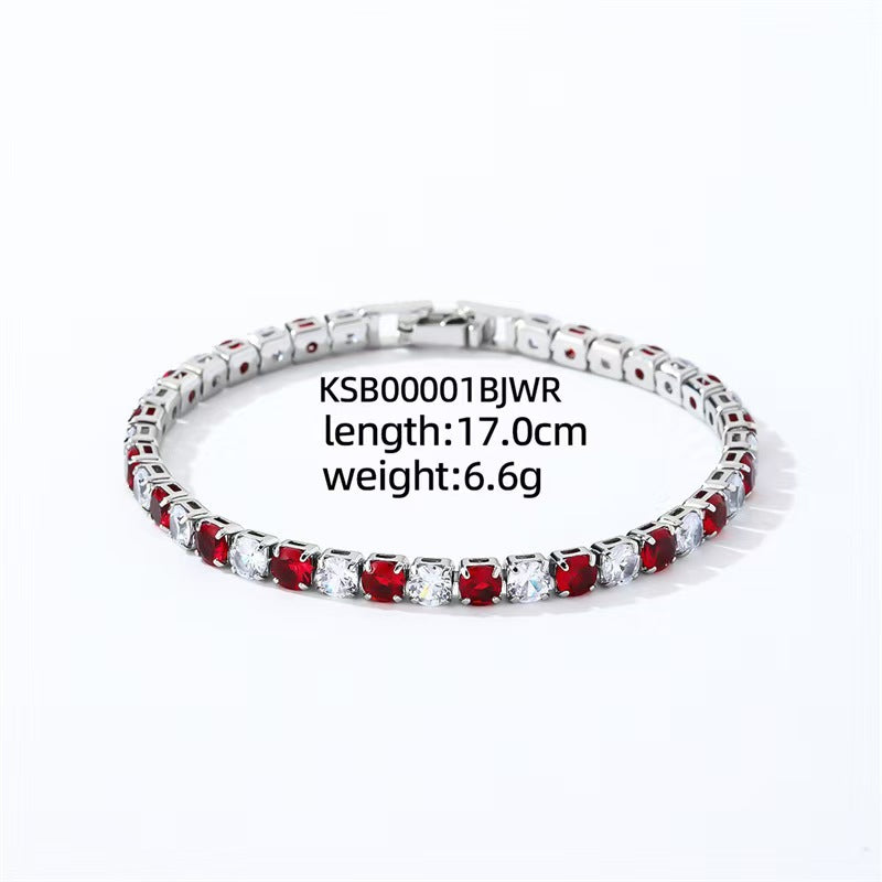Colorful Zircon Tennis Bracelet Set – White Gold Finish