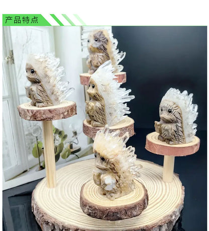 Hot Selling Natural Crystal Hand-Carved Crystal Cluster Hedgehog Crystal Pet Home Creative Decoration Ornaments