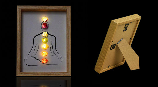 Classic Raw Chakra Crystal Frame with Light – Seven Chakras Stones