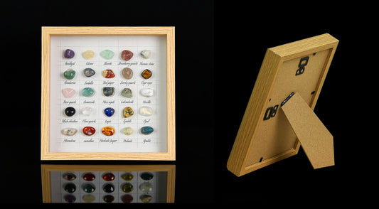 25-Color Polished Rainbow Crystal Raw Stone Frame