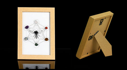 Metatron Hexagon Raw Crystal Frame/Sun & Moon Bee Frame