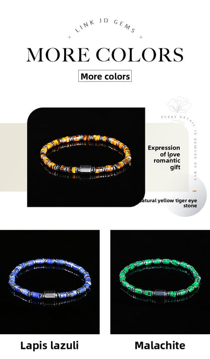 Black Stone & Yellow Tiger Eye Bracelet – Unisex