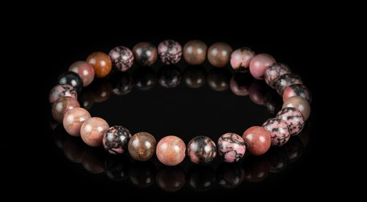Heart Whisper,Rhodonite Bracelet Natural 8mm Crystal Beads – Elegant Romance