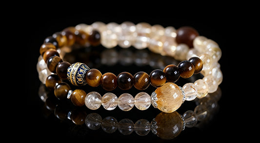 Wealth & Fortune Citrine Bracelet – Tiger Eye & Thunderwood Double Energy